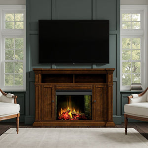 English Elm Berkshire Wood Panel Fireplace Console with Enclosed Storage for Tvs up to 65 Inches B108P481207