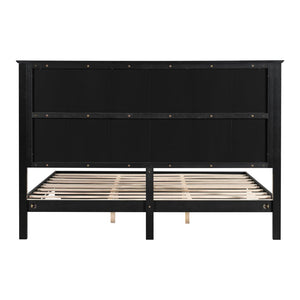 English Elm Stylish King Bed Frame Vertical Slat Headboard Low Profile Contemporary Bedroom Black N770PK369234B