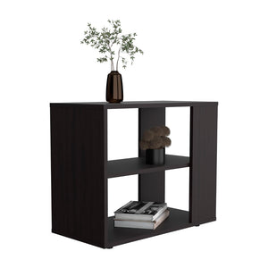 English Elm Garden Slim Matte Black End Table Two Open Shelves Narrow Entryway or Living Room B200P286963