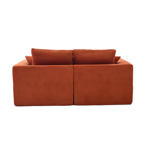 English Elm UNITED Cloud Couch Modular Sectional Sofa with Corduroy Cover, Ergonomic 2-Seater, No Assembly Needed Orange W1568P371118