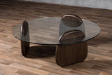 VIG Furniture Modrest Buxton - Mid-Century Modern Glass + Dark Walnut Coffee Table VGOD-LZ-274C-COF