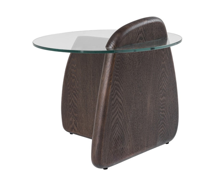 VIG Furniture Buxton Mid-Century End Table With Clear Tempered Glass Top & Dark Walnut Cross-Leg Base, Compact Stylish Surface VGOD-LZ-274E-END