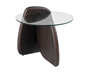 VIG Furniture Modrest Buxton - Mid-Century Modern Glass + Dark Walnut End Table VGOD-LZ-274E-END