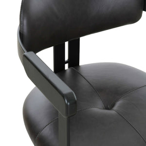 VIG Furniture Aneta Genuine Dark Brown Leather Dining Chair With Foam Cushion, Black Iron Frame & Wood Arms VGOD-ZW-23152-BLK