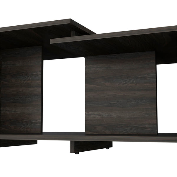 English Elm Waycross Modern Coffee Table in Brown with Two-Tier Tops and Large Open Shelf, Elegant Design, Easy Assembly B128P148843