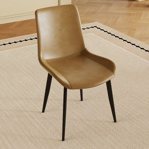 English Elm Modern PU Leather Dining Chairs with Carbon Steel Legs, Water‑Resistant, Stain‑Proof, 4-Pack for Home Brown W2699P338887