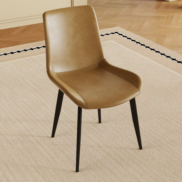 English Elm Modern PU Leather Dining Chairs with Carbon Steel Legs, Water‑Resistant, Stain‑Proof, 4-Pack for Home Brown W2699P338887