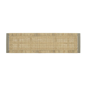 English Elm Farmhouse Solid Wood Rattan Bench – 59" Indoor & Covered Outdoor Seating, Moisture-Resistant Finish, Seats 3 Gold N842P271335E