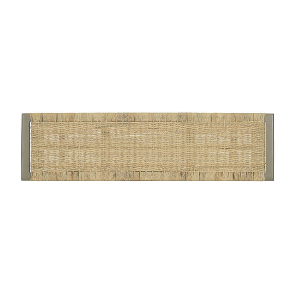 English Elm Farmhouse Solid Wood Rattan Bench – 59" Indoor & Covered Outdoor Seating, Moisture-Resistant Finish, Seats 3 Gold N842P271335E