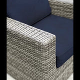 English Elm Wicker Club Chair Sunbrella Grey