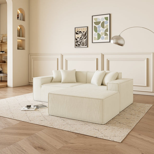 English Elm Modular L-Shaped Sectional Sofa - Reversible Chaise, Soft Corduroy Fabric, Space-Saving Comfort W1765S00107