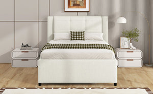 English Elm Full Size Upholstered Platform Bed With Versatile Trundle For Stylish And Comfortable Sleep Solutions DL001678AAK