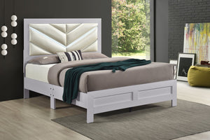 English Elm Moreland King Bed Faux Leather Headboard White Laminate Frame Modern Bedroom B078P497902