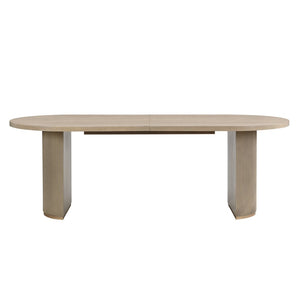 English Elm Oval Wood Dining Table with Double Pedestal Base Seats Six in Light Ash Finish N771P265584A_N771P265585A