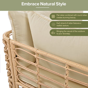 English Elm Go Modular 7 Piece Pe Rattan Patio Sectional with Cushions for Backyard Entertaining N704G201233D
