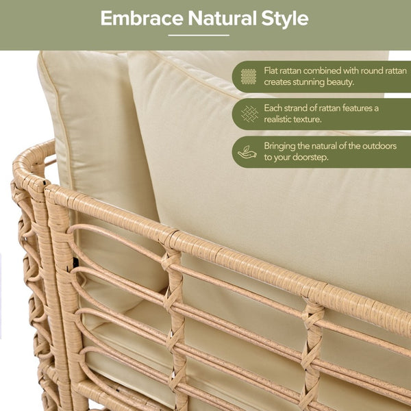 English Elm Go Modular 7 Piece Pe Rattan Patio Sectional with Cushions for Backyard Entertaining N704G201233D