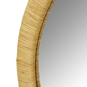 English Elm 36" Woven Rattan Round Wall Mirror Bohemian Organic Texture for Living Room or Entryway B035P437550