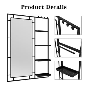 English Elm Ines Modern Vanity Mirror With Multi-Functional Shelf - Stylish Silver Frame For Any Space Decor W708P379173