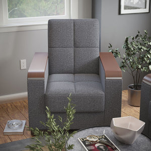 English Elm Primenest Zenaero Convertible Armchair With Hidden Storage & Sleeper Function – Grey Upholstery B030P286206-GIGA