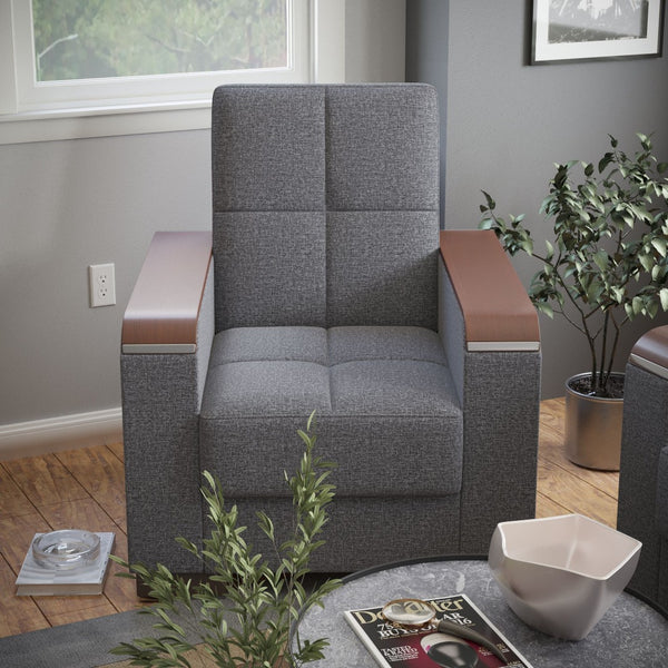 English Elm Primenest Zenaero Convertible Armchair With Hidden Storage & Sleeper Function – Grey Upholstery B030P286206-GIGA