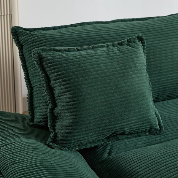 English Elm Corduroy Modern Sofa Sleeper Loveseat with Double-Layer Cushions, Two Pillows, Sturdy Frame 84" Green W676P227343