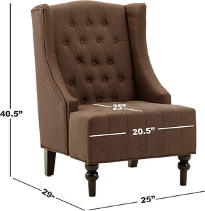 English Elm 1pc Wingback Accent Chair Diamond Tufted Polyester Upholstery Parlor Inspired Seating Chocolate B011P202554