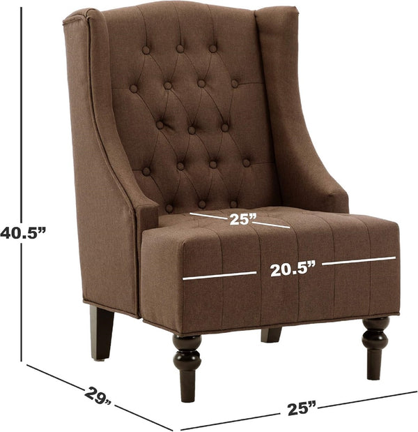 English Elm 1pc Wingback Accent Chair Diamond Tufted Polyester Upholstery Parlor Inspired Seating Chocolate B011P202554