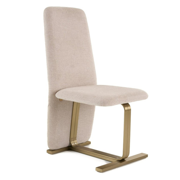 VIG Furniture Tasha Modern Linen Upholstered Side Chair Set Of 2 With Brushed Antique Brass Base & Plush Foam Seats Beige Dining Chair VGVC-B2133-BGELN