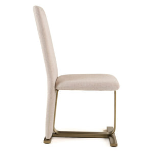 VIG Furniture Tasha Modern Linen Upholstered Side Chair Set Of 2 With Brushed Antique Brass Base & Plush Foam Seats Beige Dining Chair VGVC-B2133-BGELN