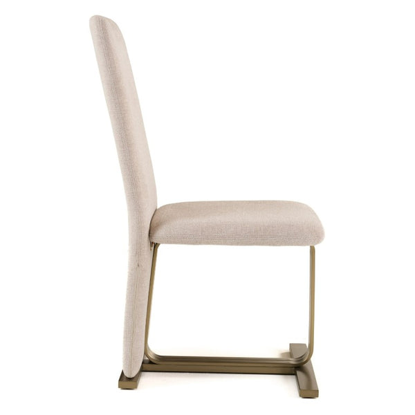 VIG Furniture Tasha Modern Linen Upholstered Side Chair Set Of 2 With Brushed Antique Brass Base & Plush Foam Seats Beige Dining Chair VGVC-B2133-BGELN