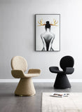 VIG Furniture Modrest Neptune - Contemporary Black Fabric + Brushed Black Gun Dining Chair VGVC-B2369-BLK