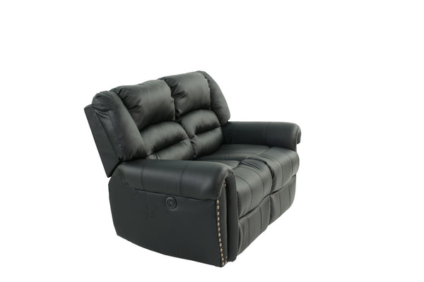 English Elm Plush Power Reclining Loveseat Bonded Leather Nailhead Trim Usb Port Seating B011P467627