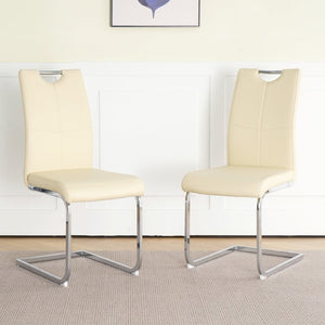 English Elm Modern Pu Upholstered Dining Chairs with Polished Metal Legs Ergonomic Set of 2 W210P164982