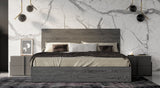 Nova Domus Lucia - Italian Modern Matte Grey / Elm Grey Bed + 2 Nightstands Set