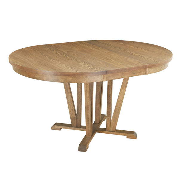 English Elm TOPMAX Rustic 5-Piece Extendable Round Dining Set with Trestle Base and Cross Back Chairs, Versatile Elegance Brown SP000042AAD