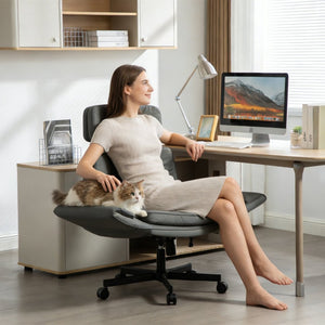 English Elm Criss Cross Wide Seat Pu Leather Swivel Task Chair with Removable Headrest Gray W3118P404122