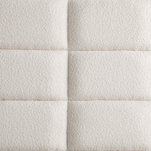 English Elm Prescott Eastern King Bed Cream Grid Tufted Headboard Taupe Oak Wood Frame B062S01485