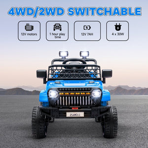 English Elm Qaba 12v Four Motor Kids Electric Ride on Truck with Trailer and Parent Remote Light Blue W2225P249886