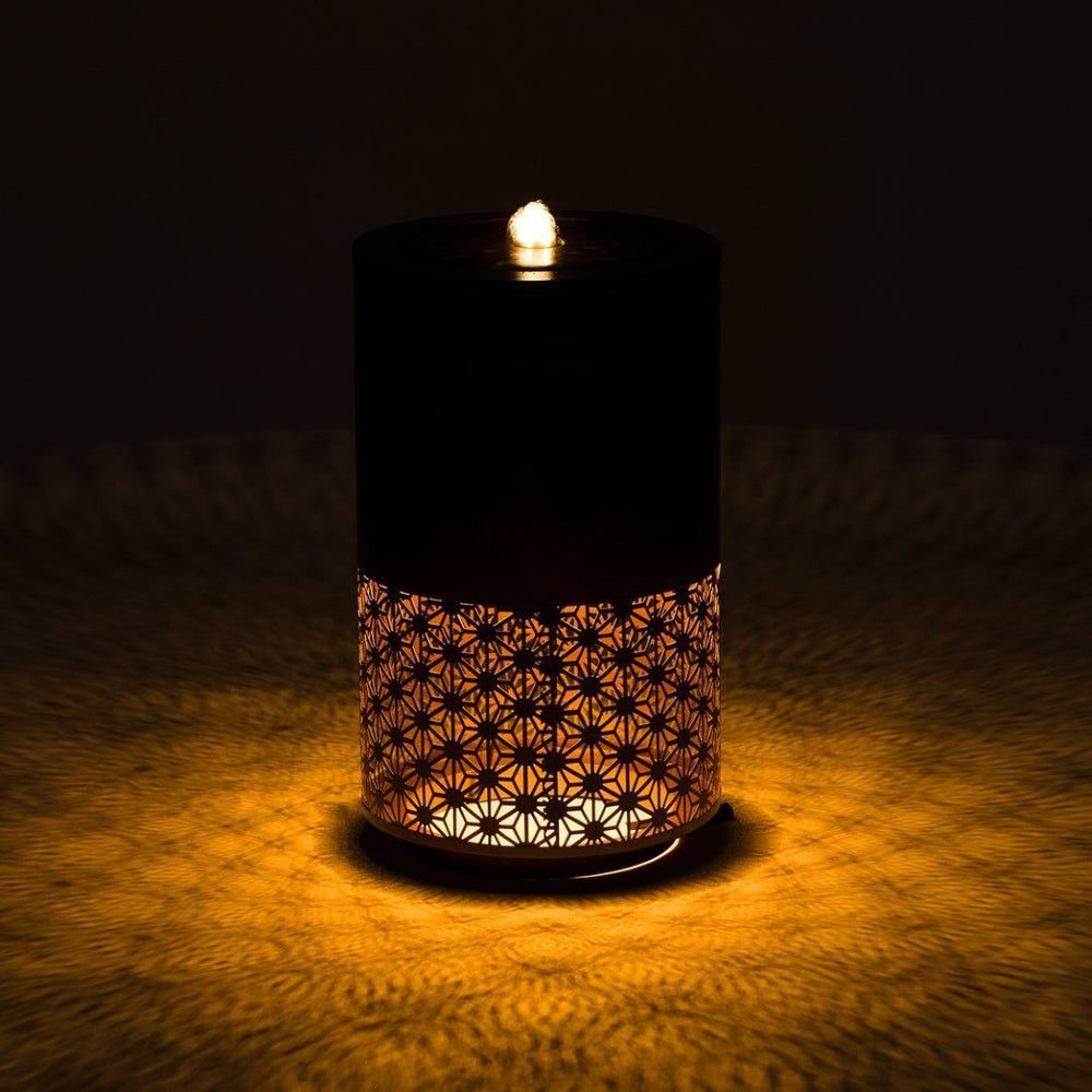 English Elm 20.87"h Brown Powder-coated Metal Outdoor Fountain Geometric Cutout with Warm Led Glow N765P355071B
