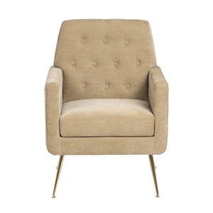 Crestview Collection Modern Accent Chair - Stylish Upholstered Furniture With Button Tufting And Gold Legs For Any Room Yellow Polyester Evfzr4352mst