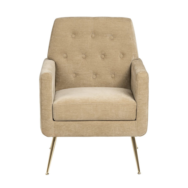 Crestview Collection Modern Accent Chair - Stylish Upholstered Furniture With Button Tufting And Gold Legs For Any Room Yellow Polyester Evfzr4352mst