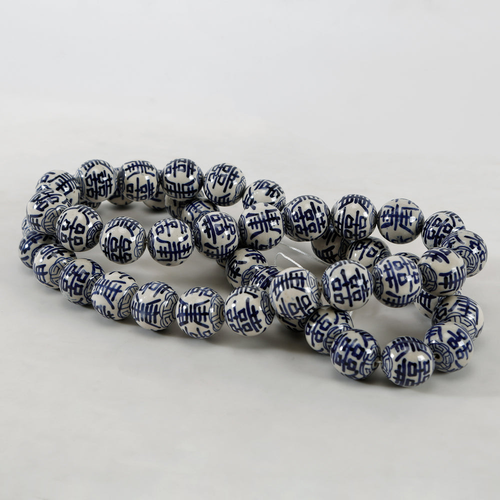 Lilys 30" Long Large  Blue And White Porcelain Beads 8168-BW