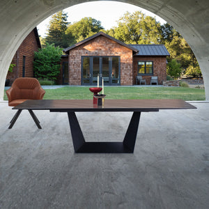 VIG Furniture Modrest Baldwin - Modern Black Ceramic & Black Metal Extendable Dining Table VGNS-GD8684-CB-BLK