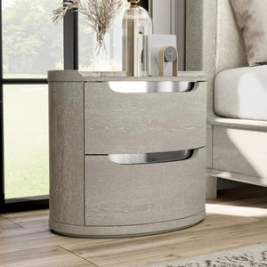 English Elm Modern Matte Two-drawer Nightstand with Dovetail Joints and Felt-lined Storage Light Gray B2741P431070