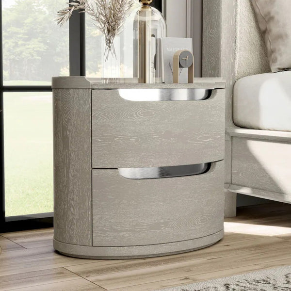 English Elm Modern Matte Two-drawer Nightstand with Dovetail Joints and Felt-lined Storage Light Gray B2741P431070
