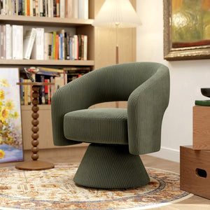 English Elm Swivel Barrel Chair Corduroy Upholstered with 360 Rotation for Living Room Reading W2225P485570