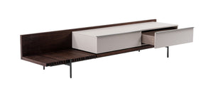 VIG Furniture Colima Modern Matte Beige Tv Stand With Walnut Veneer, Stainless Steel Legs, Concealed Storage And 60" Support VGIP-TV-797