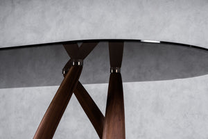 VIG Furniture Modrest Christy - Mid-Century Modern Grey Glass + Walnut Oval Dining Table VGIP-DT64-280