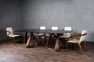 VIG Furniture Modrest Christy - Mid-Century Modern Grey Glass + Walnut Oval Dining Table VGIP-DT64-280