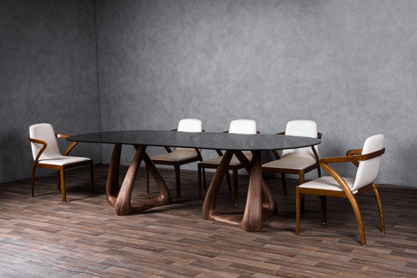 VIG Furniture Modrest Christy - Mid-Century Modern Grey Glass + Walnut Oval Dining Table VGIP-DT64-280